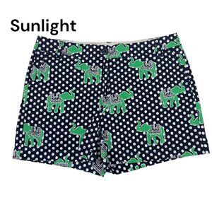 Crown & Ivy Green Elefant-Navy Polka Dot Print Chino Short Women SZ 12 Classic